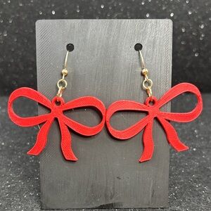 Elegant Red Bow Earrings